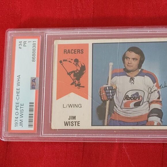GRADED AND SEALED, 1974 O PEE CHEE, W.H.A., JIM WISTE INDIANA RACERS HOCKEY CARD - Picture 1 of 3